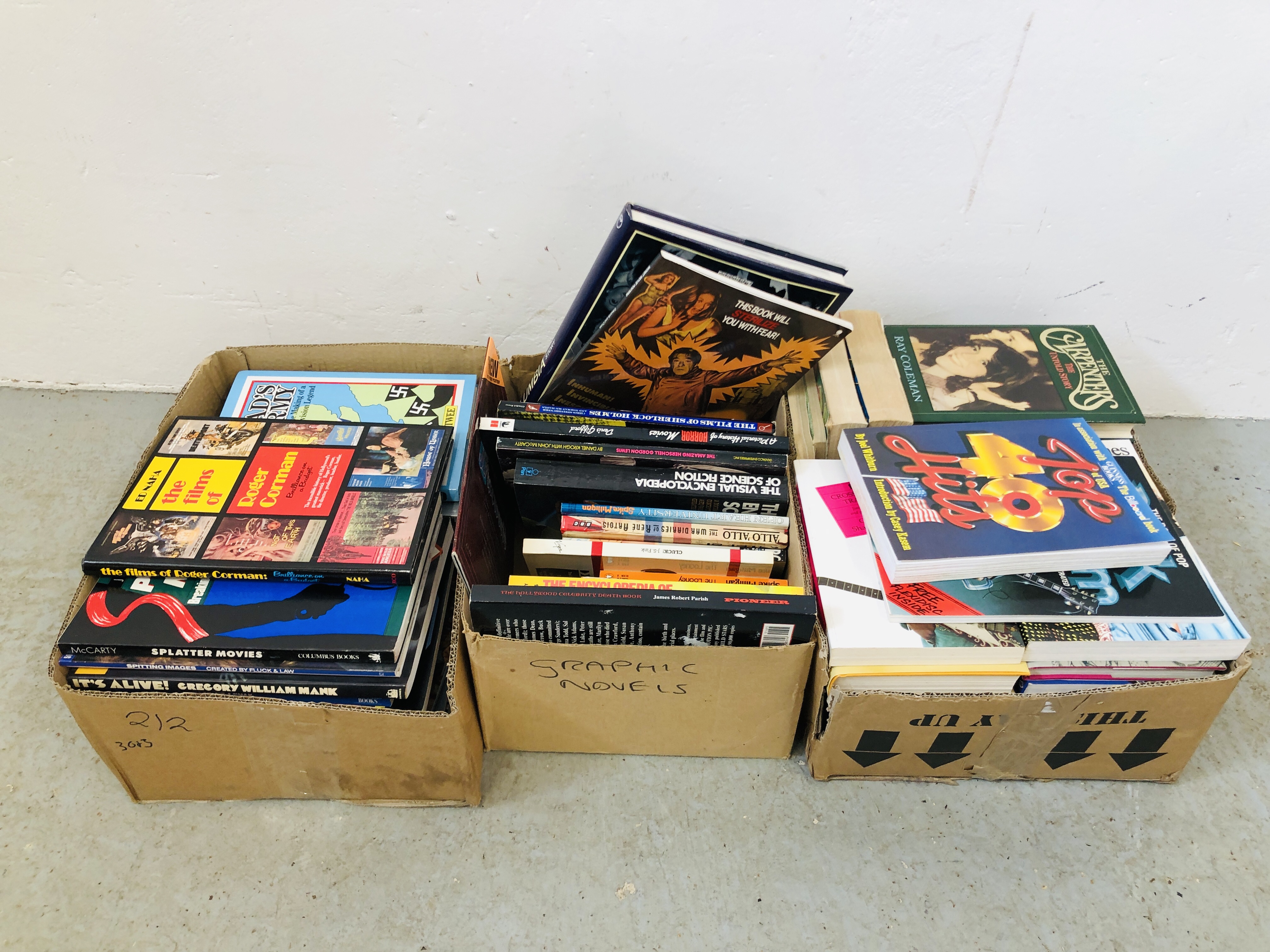 COLLECTION OF BOOKS TO INCLUDE MOVIE RELATED BOOKS AND A COLLECTION OF MUSIC RELATED BOOKS.
