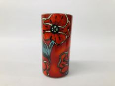 POOLE POTTERY 'POPPYFIELD' PILLAR VASE 17CM WITH ORIGINAL BOX.