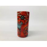 POOLE POTTERY 'POPPYFIELD' PILLAR VASE 17CM WITH ORIGINAL BOX.