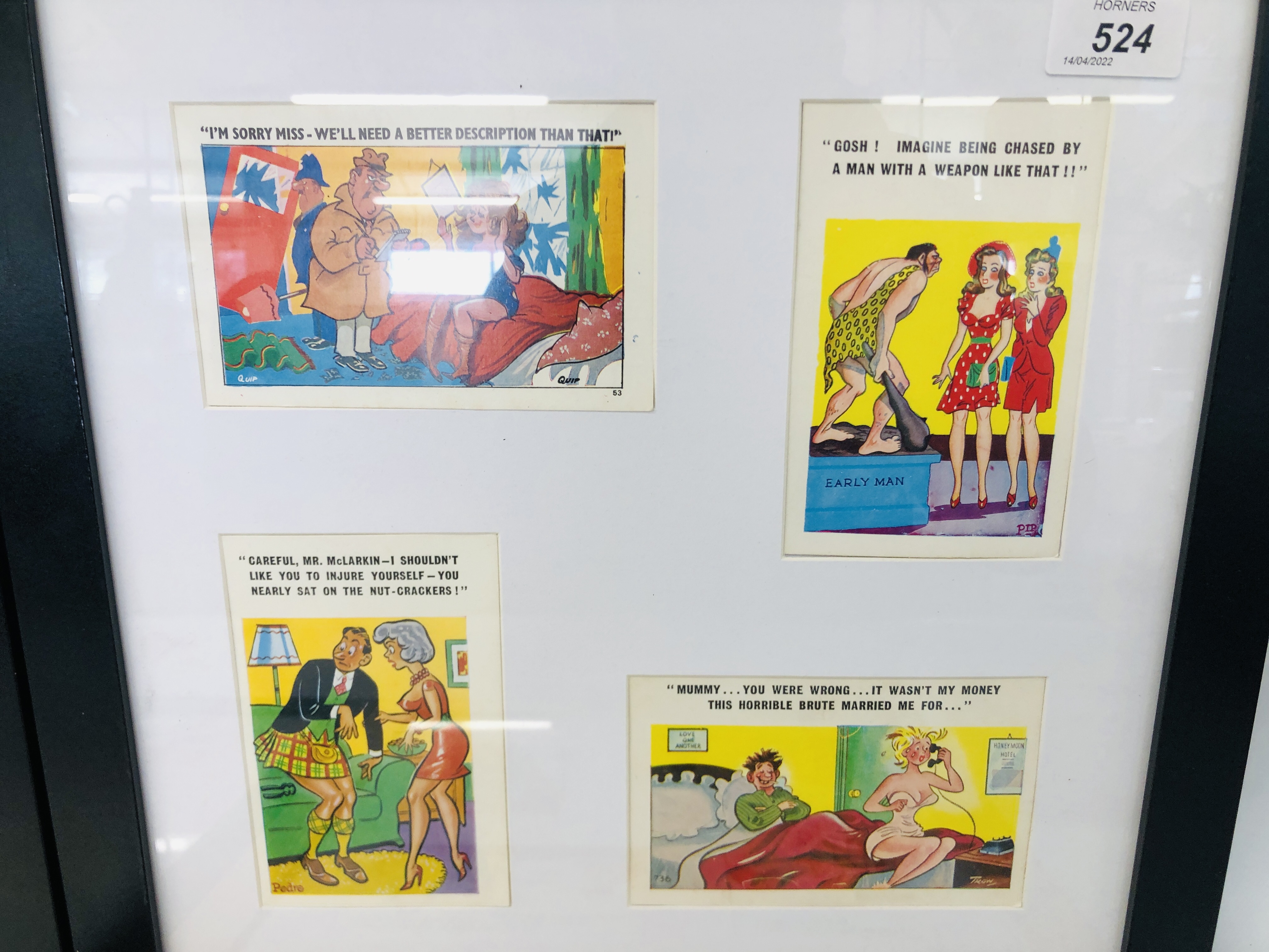 THREE FRAMED COMICAL POSTCARD DISPLAYS - Image 3 of 5