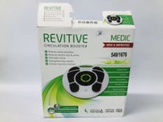 A REVITIVE CIRCULATION BOOSTER COMPLETE WITH INSTRUCTIONS, TRANSFORMER AND REMOTE - SOLD AS SEEN.