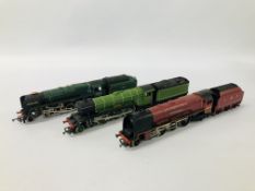 3 X HORNBY OO GAUGE LOCOMOTIVES AND TENDERS TO INCLUDE DUCHESS OF SUTHERLAND 6233,