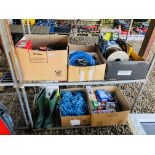 5 BOXES ASSORTED SHED SUNDRIES TO INCLUDE FLOODLIGHT (TO BE FITTED BY QUALIFIED ELECTRICIAN) ,