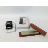 TREND "FAST TRACK" FIXED ANGLE 30° SHARPENING TOOL ALONG WITH BOXED SHARP PEBBLE GLADIUS LEATHER