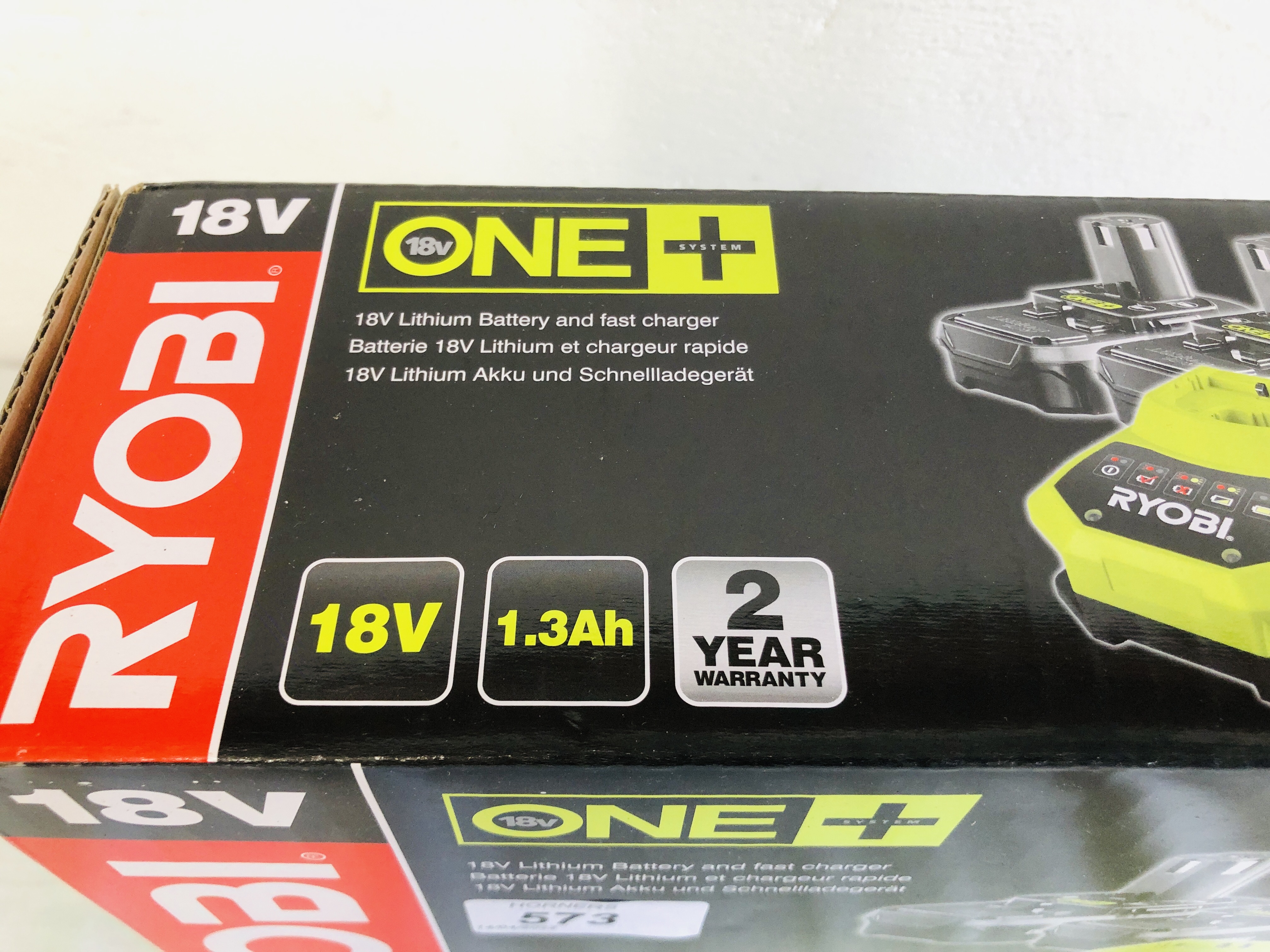RYOBI 18 VOLT ONE+ 2X1.3AH 18 VOLT BATTERY PACK AND CHARGER (BOXED AS NEW) - SOLD AS SEEN. - Image 2 of 2