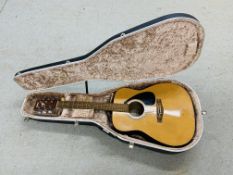 A YAMAHA F-310 ACOUSTIC GUITAR IN A HISCOX LITFLITE CASE