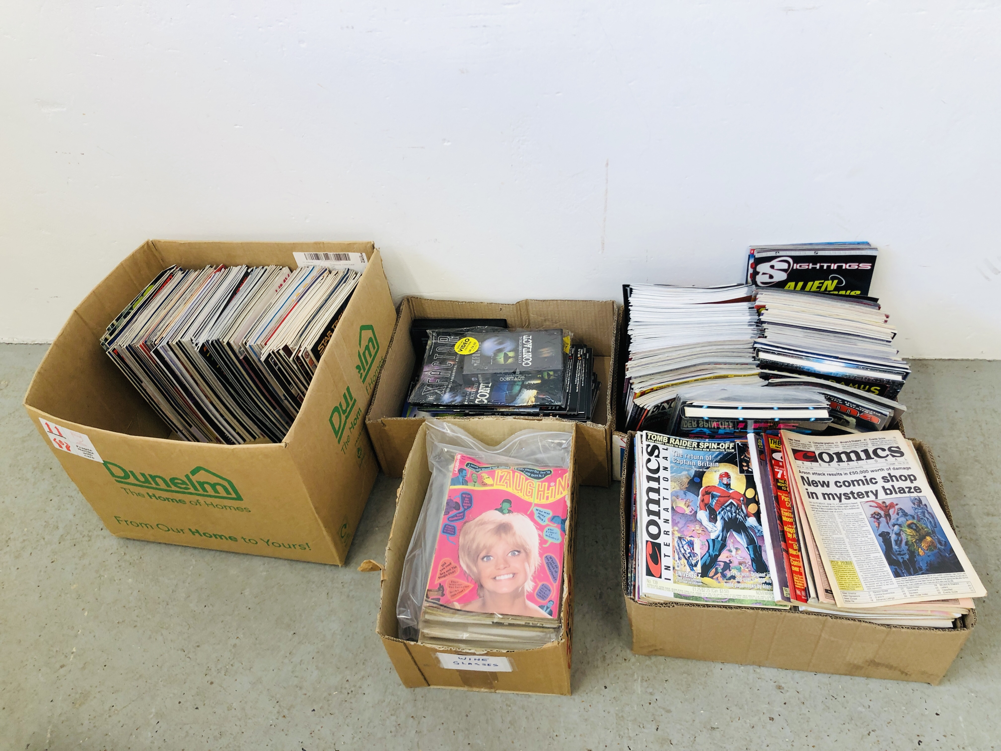 COLLECTION OF COMICS AND MAGAZINES TO INCLUDE A COLLECTION OF ALIEN AND UFO MAGAZINES TO INCLUDE