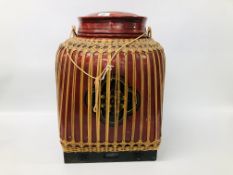 AN IMPRESSIVE CHINESE HAND PAINTED WEDDING BASKET HEIGHT 52CM. WIDTH 32CM.