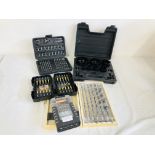 A WOODEN CASED STANFORD 6 PIECE AUGER BIT SET, A CRAFTECH 19 PIECE METRIC DRILL BIT SET,