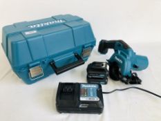 MAKITA CORDLESS CIRCULAR SAW MODEL HS301D CASED WITH CHARGER AND TWO BATTERIES (APPEARS UNUSED) -