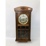 A REGULATOR STYLE WESTMINSTER CHIMING MAHOGANY CASED WALL CLOCK W 33CM, H 72CM.