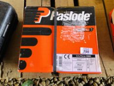 SEALED PACK 2200 PASLODE 3,1 X 75MM RING D-HEAD NAILS WITH CARTRIDGES.