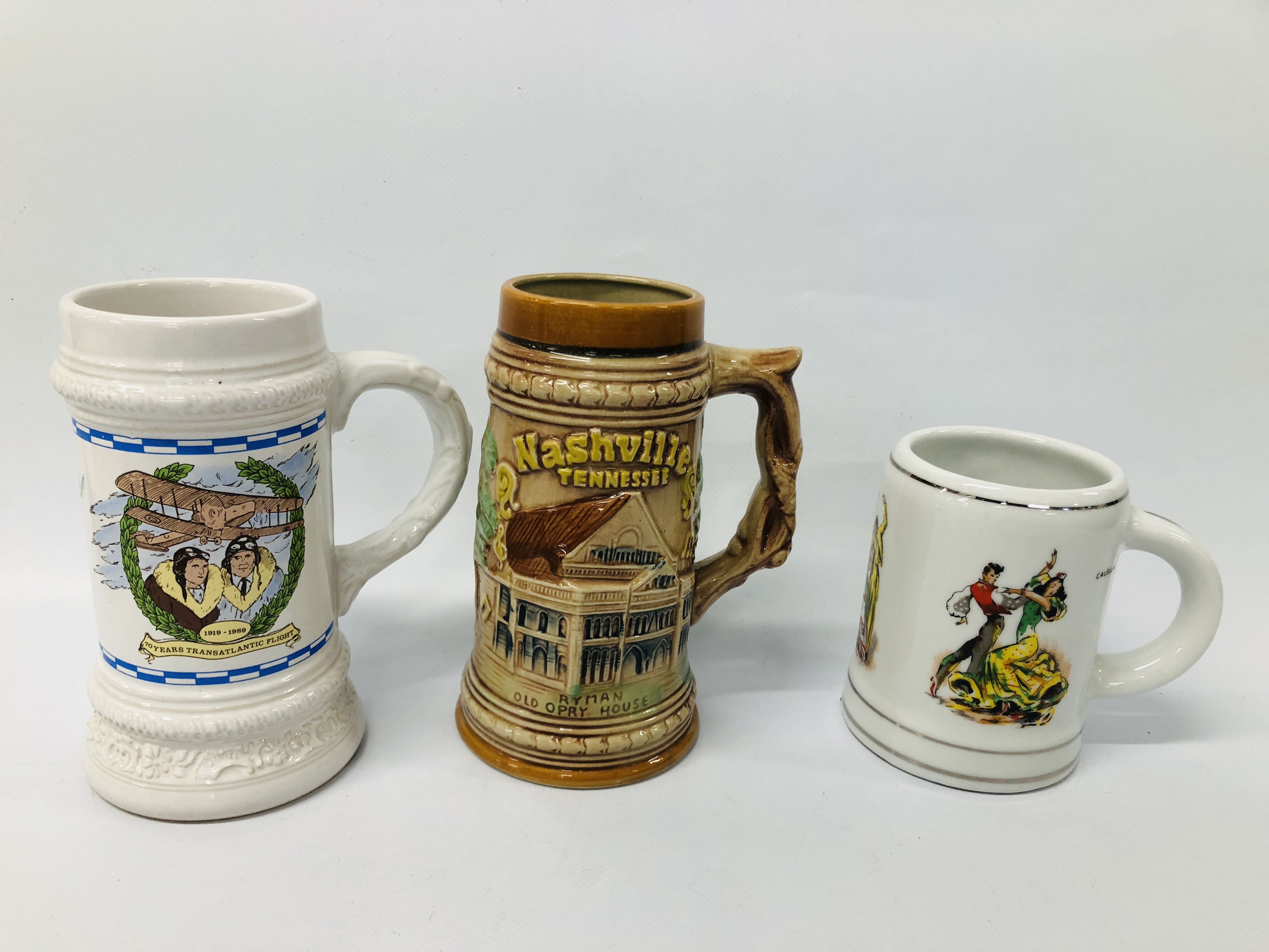 COLLECTION OF ASSORTED GERMAN STEINS TO INCLUDE GLASS AND POTTERY - Image 5 of 6