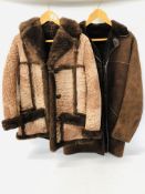 A LADIES UK12 NURSEYS SHEEP SKIN COAT ALONG WITH A GENTLEMANS NURSEY NORWICH COMPANY SHEEP SKIN