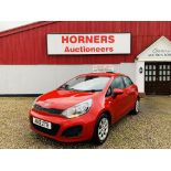 AU12 ZTB KIA RIO 1 AIR. 5 DOOR HATCHBACK, RED. 1248CC PETROL. FIRST REGISTERED 05/03/2012.