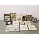 13 FRAMED AND MOUNTED PICTURES, PRINTS, AND WATER COLOURS OF LANDSCAPE BEARING MONOGRAM HLH 1896,