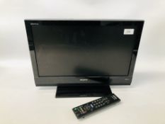 SONY BRAVIA 19 INCH TELEVISION WITH REMOTE - SOLD AS SEEN.