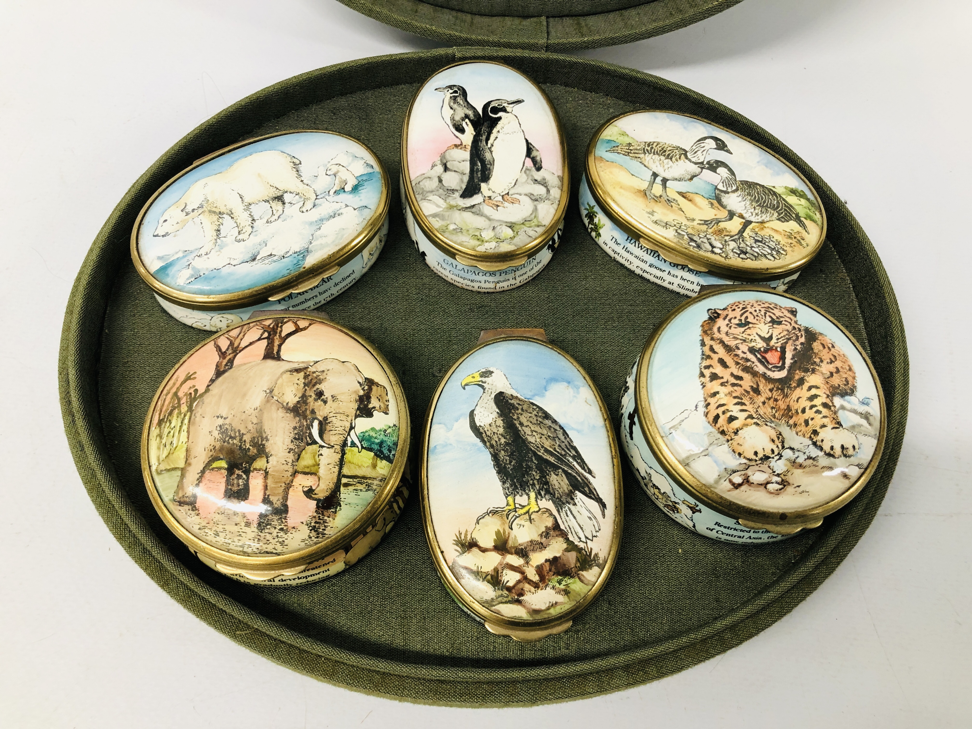 CASED SET OF 6 BILSTON AND BATTERSEA ENAMELS "WORLD WILDLIFE COLLECTION" LIMITED EDITION 106/350 - Image 2 of 5