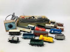 A COLLECTION OF APPROXIMATELY 17 00 GAUGE HORNBY ROLLING STOCK, QUANTITY 00 GAUGE TRACK,