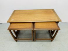 G-PLAN TEAK RECTANGULAR COFFEE TABLE WITH TWO NESTING TABLES BELOW