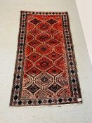 EASTERN RED AND BLUE PATTERN RUG L 1.8M X W 96CM.