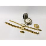 AN ACCURIST LADY'S WRISTWATCH WITH PLATED CASE AND BRACELET, A LADY'S ROTARY WRISTWATCH,