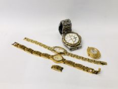 AN ACCURIST LADY'S WRISTWATCH WITH PLATED CASE AND BRACELET, A LADY'S ROTARY WRISTWATCH,