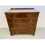 A MAHOGANY TWO OVER THREE CHEST OF DRAWERS W 96CM, D 52CM, H 97CM.