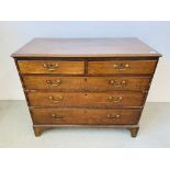 A GEORGE III OAK FIVE DRAWER CHEST W 100CM, D 50CM, H 84CM.