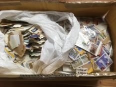 BOX ON PAPER GB AND OVERSEAS STAMPS IN BAGS BY COUNTRY.