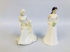 2 X ROYAL WORCESTER FIGURINES TO INCLUDE CATHERINE DUCHESS OF CAMBRIDGE A12, MOMENTS MOTHERS LOVE (