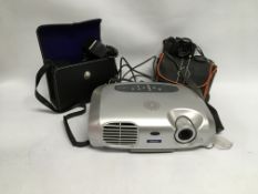 EPSON PROJECTOR, OMEGA SHOULDER AMP AND A LUMIX PANASONIC DMC-FZ7 CAMERA AND CASE - SOLD AS SEEN.