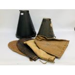 RUSSIAN ARTILLERY GENERALS LEATHER BOUND HELMET CASE ALONG WITH A FURTHER RUSSIAN LEATHER BOUND