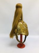 A SECOND LIFE GUARDS HELMET, WITH PLUME THE HELMET WITH GILT DECORATION BEARING CROWN,