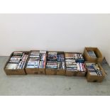 4 X BOXES OF ASSORTED DVD'S + 1 BOX OF CD'S + 1 BOX OF EMPTY CD CASES ETC + BOX OF ASSORTED RECORDS.