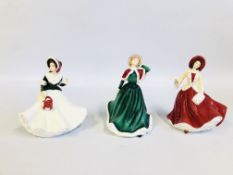 3 X ROYAL DOULTON FIGURINES TO INCLUDE CHRISTMAS DAY HN5097, CHRISTMAS DAY 2009 HN5350,