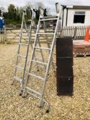 YOUNGMAN 100 PRODECK COMBINATION LADDER/WORK PLATFORM AND SET OF FIVE TREAD ALUMINIUM STEPS