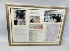 STUART SUTCLIFFE "THE BEATLES ERA" FRAMED DISPLAY WITH AUTHENTICITY SIGNATURE.