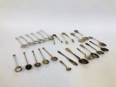 COLLECTION OOF 13 VINTAGE SILVER SPOONS, SILVER SALT SPOON,