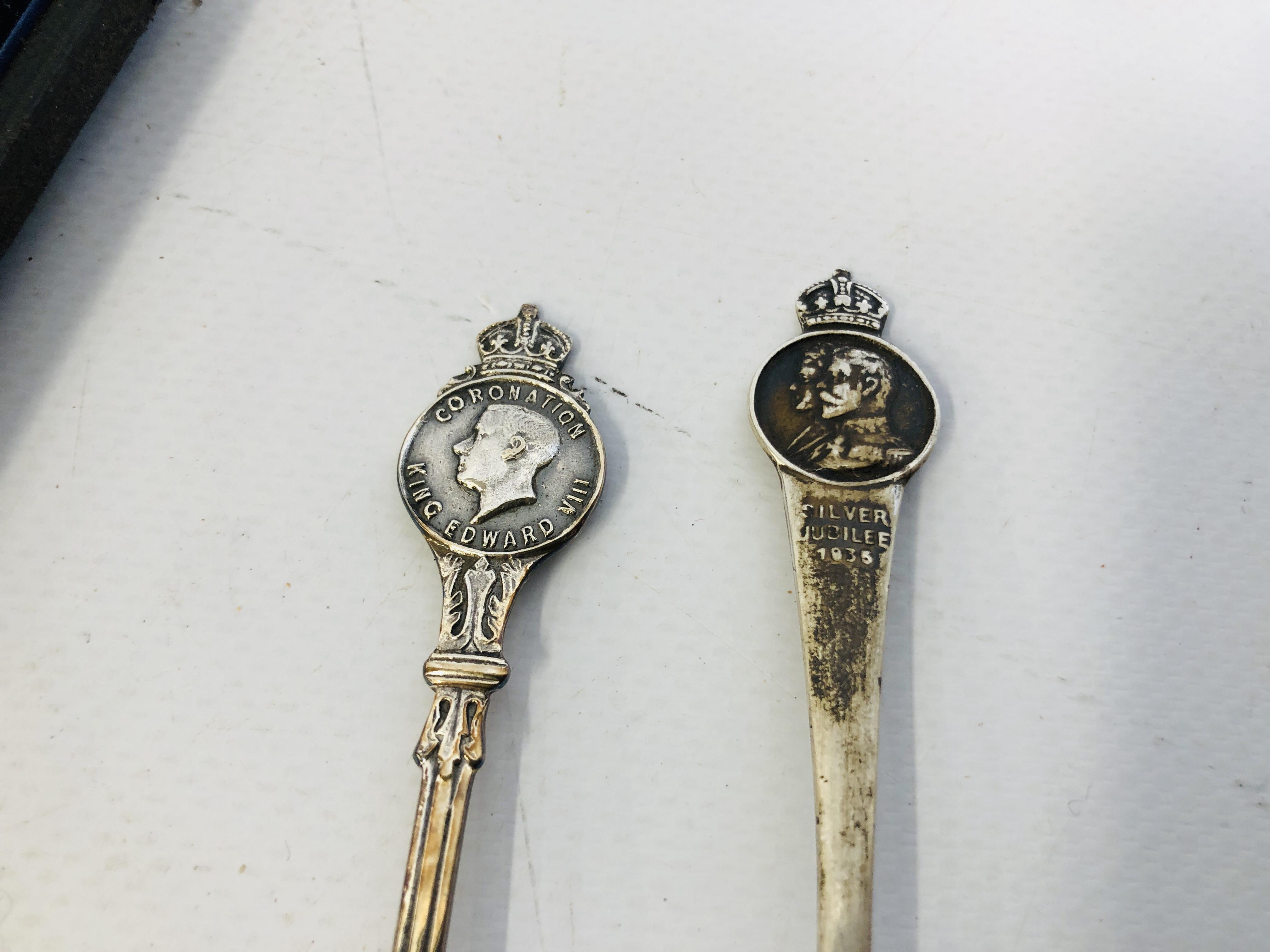 THREE ANTIQUE SILVER JAM SPOONS, CASED SILVER SPOON, LONDON ASSAY, SILVER JUBILEE SPOON, - Image 7 of 12
