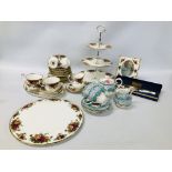 COLLECTION OF ROYAL ALBERT OLD COUNTRY ROSES 27 PIECES TO INCLUDE THREE TIER CAKE STAND,
