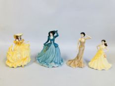 4 X COALPORT FIGURINES TO INCLUDE CLASSIC ELEGANCE GRACE, SENTIMENTS THINKING OF YOU,