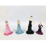 4 X ROYAL DOULTON FIGURINES TO INCLUDE JASMINE HN5483, DECEMBER TURQUOISE HN4981, JULY RUBY HN4976,