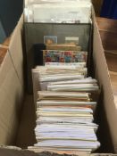 BOX ALL WORLD STAMPS ON LEAVES, SMALL STOCKBOOKS, APPROX 80 CLUB BOOKS WITH REMAINDERS ETC.