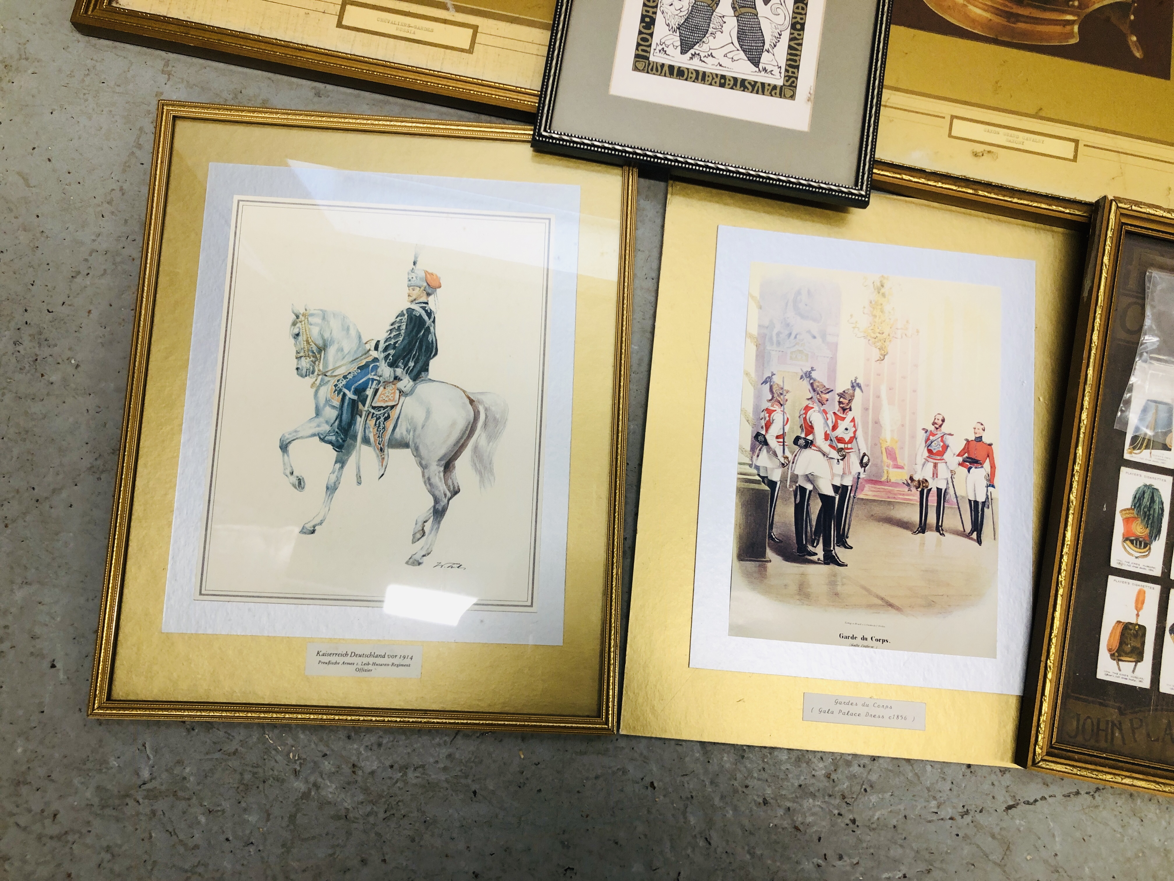 BOX OF ASSORTED FRAMED PICTURES, PRINTS AND PHOTOGRAPHS RELATING TO MILITARY UNIFORM ETC, - Image 2 of 10