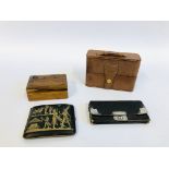 VINTAGE BROWN LEATHER PERFUME BOTTLE HOLDER, LEATHER COIN PURSE WITH SILVER DETAIL,