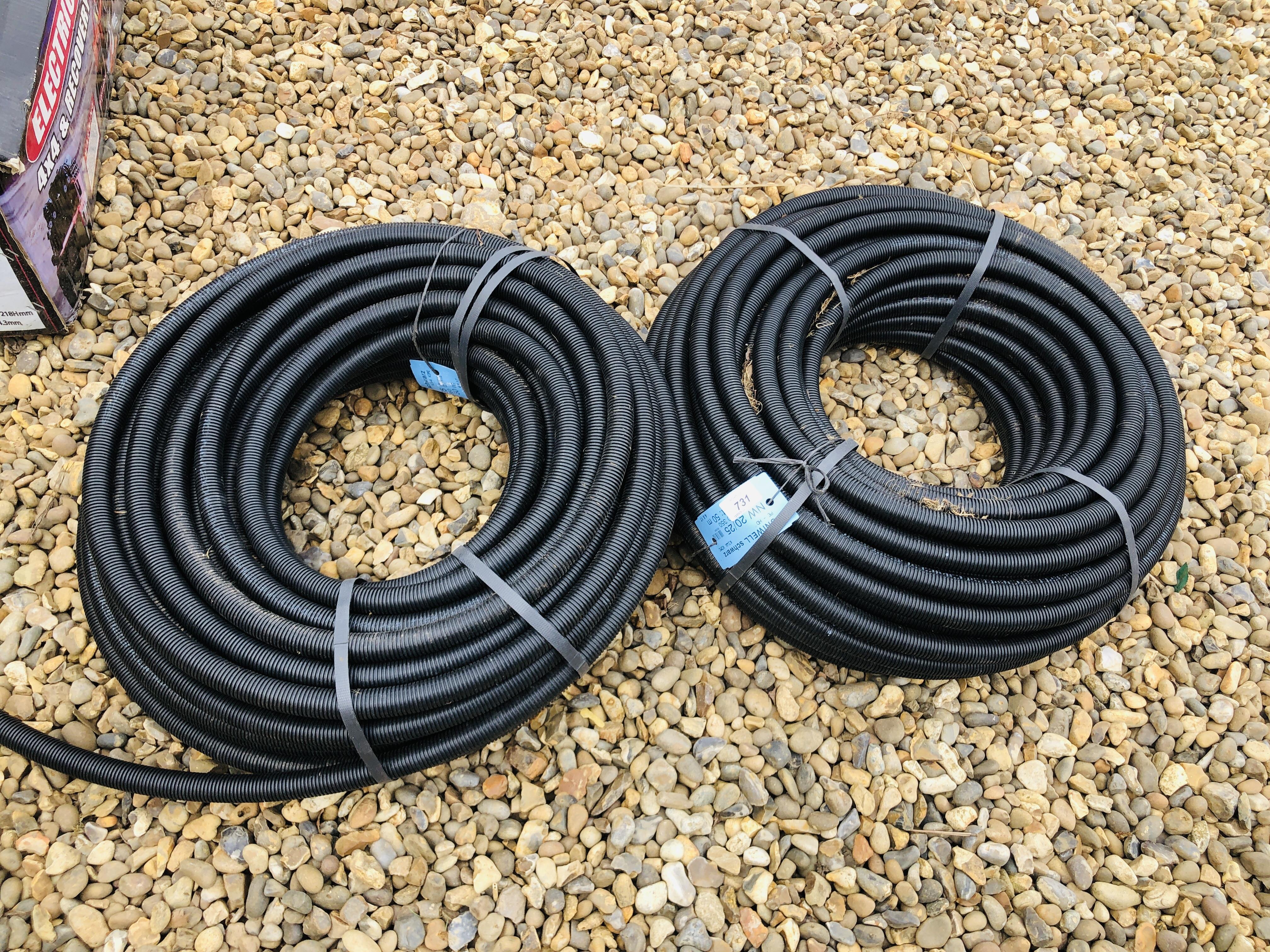 2 X 50 METRE OD 25MM FLEXIBLE DUCTING PIPE