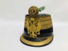 AN AUSTRIAN OFFICERS SHAKO - WE CANNOT GUARANTEE THE ORIGINALITY OF THESE ITEMS,