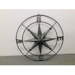 A LARGE METAL CRAFT COMPASS DESIGN WALL DECORATION