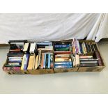 5 BOXES BOOKS TO INCLUDE NOVELS, REFERENCE, HISTORY ETC.